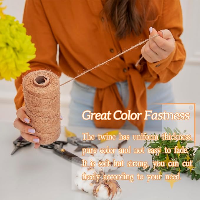 JeogYong 2mm Jute Twine String 328 Feet Natural Thick Garden Hemp for Crafts, Heavy Duty Outdoor, Gardening, Gift Wrapping, Plants, Packing Materials (Coffee)