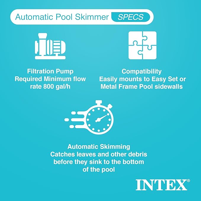 INTEX SX3000 Krystal Clear Sand Filter Pump for Above Ground Pools: 3000 GPH Pump Flow Rate – Includes Deluxe Wall Mount Pool Cleaning Surface Skimmer