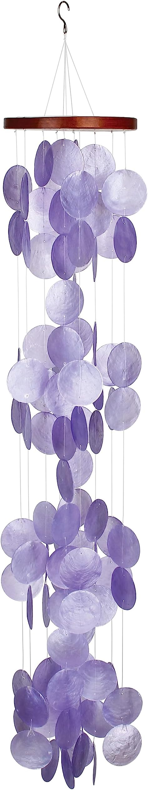 /Woodstock Wind Chimes for Outside, Outdoor Decor, Garden, Porch, and Patio Decor, (40") Decorative Wind Chime, Dorm Room Decor, Teen Décor, Capiz Waterfall, Purple Violeta Capiz Wind Chime (CWRV)