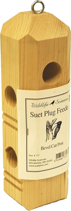 Wildlife Sciences Suet Plug Feeder, Bevel Cut Pine Post