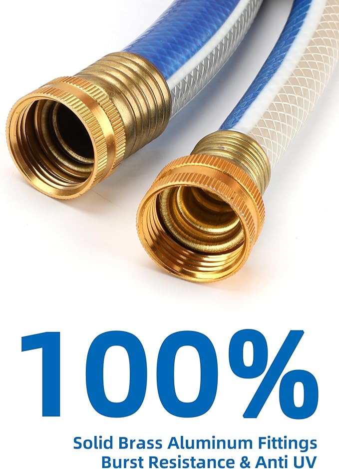 Blue Garden Hose 3/4 in. x 25 ft. -Non Kinking, Leak Free, Flexible, Male to Female Fittings -Heavy Duty Lightweight Durable PVC Water Hose -150PSI Work & 500PSI Burst, for Lawn & Commercial Use