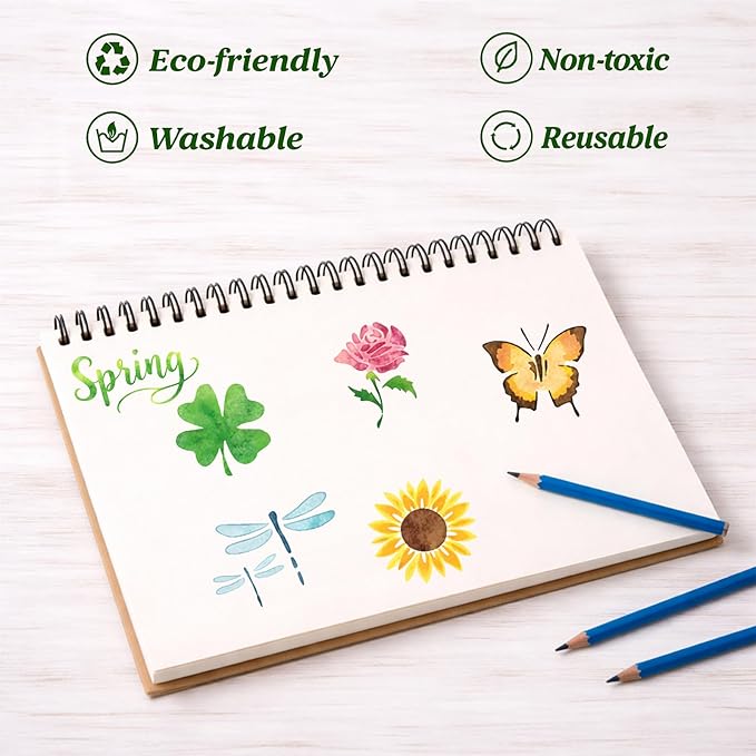 50 PCS Small Flower Stencils for Painting, Reusable Spring Stencils for Wood, Wall, Canvas & Cards, Holiday Crafts(3×3 Inch)