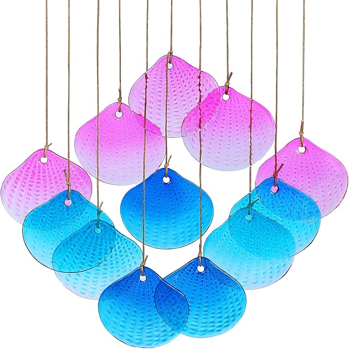 Glass Shell Wind Chimes for Outdoor Decor -Durable Windchimes for Garden, Porch, and Christmas Spaces, Unique Handmade Outdoor Wind Chimes, Yard Christmas Decorations