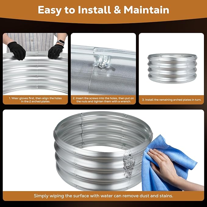 24 Inch Round Galvanized Fire Pit Ring, Silver Round Galvanized Fire Ring, 2 Feet Diameter Fire Pit, Outdoor Pits for Backyard, Camping, Bonfire