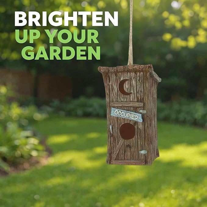 Spoontiques - Birdhouse - Garden Décor - Decorative Bird House for Yard and Garden Decoration - Hanging Novelty for Outdoor Patio - Outhouse Birdhouse