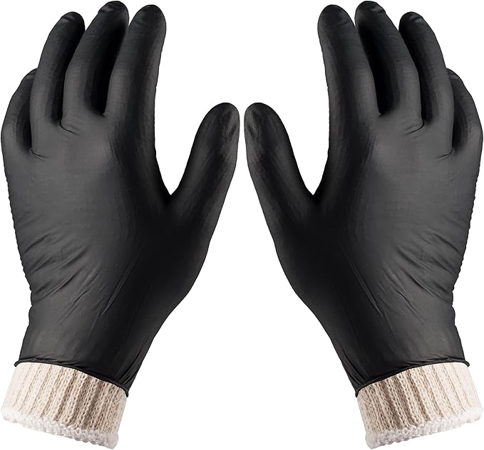 BBQ Gloves 4 Cotton Glove Liners and 100 Disposable Gloves Washable Cotton Liners Powder Latex Free Nitrile Gloves
