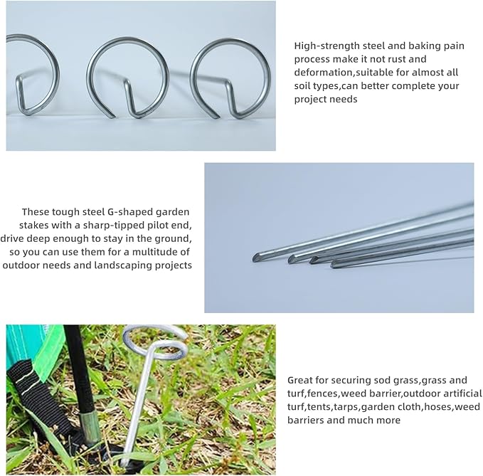 50 Pack Circle Top Landscape Fabric Stakes 8 Gauge Landscape Pins, More Holding Power Than U-Shape Garden Staples, 6 Inch Length Garden Stakes Not Easy to Bend, Landscape Stakes.Landscape Staples.