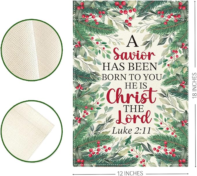 Religious Scripture Christmas Garden Flag Xmas Christian Nativity Winter Holiday Outside Outdoor Lawn Decorations Yard Flag Double Sided 12x18 Inch