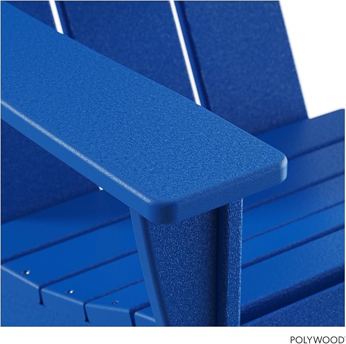 POLYWOOD AD420PB Modern Adirondack Chair, Pacific Blue, Durable High Density Polyethylene Construction, Easy Assembly, Waterproof, Comfortable Contoured Seat