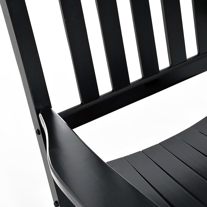 Outsunny Outdoor Rocking Chair, Patio Wooden Rocking Chair with Smooth Armrests, High Back for Garden, Balcony, Porch, Supports Up to 353 lbs, Black
