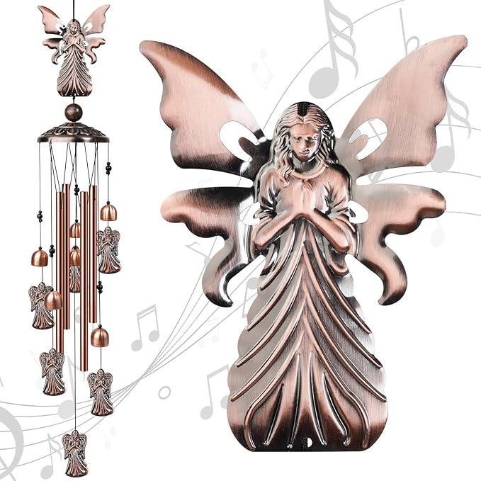 Angel Wind Chimes for Outside, Decorative Wind Chimes Angel Gifts for Women/Men, Memorial/Birthday Gifts, Garden Decor for Outside, Patio or Yard, Durable Chimes for Outdoors