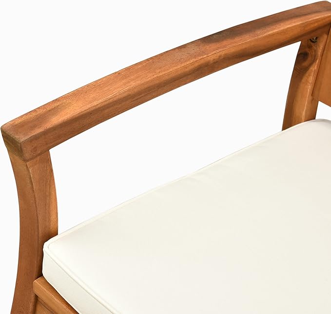Outsunny Outdoor Rocking Chair with Cushion, Acacia Wood Patio Rocker for Backyard, Patio, Home, Teak Tone
