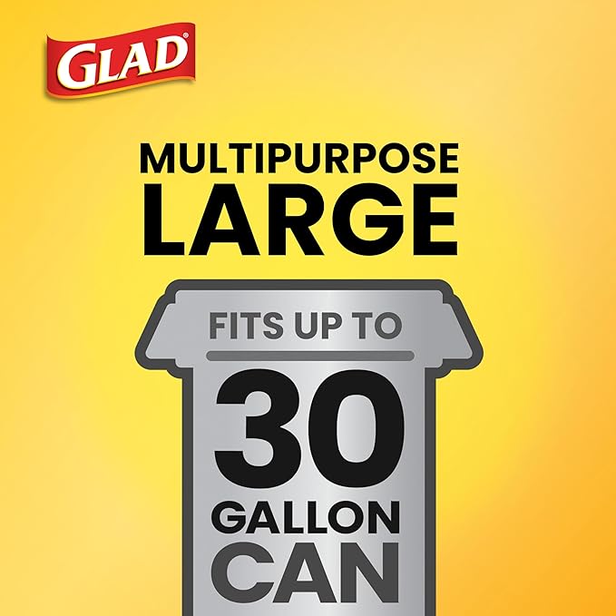 Glad Protection Series Large 30 Gallon Trash Bags, Unscented Heavy Duty Garbage Bags, with Drawstring, 70 Count (Packaging May Vary)