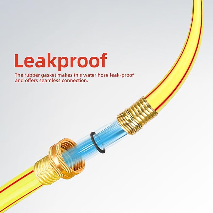 Yellow Garden Hose 3/4 in. x 25 ft. -Non Kinking, Leak Free, Flexible, Male to Female Fittings -Heavy Duty Lightweight Durable PVC Water Hose -150PSI Work & 500PSI Burst, for Lawn & Commercial Use