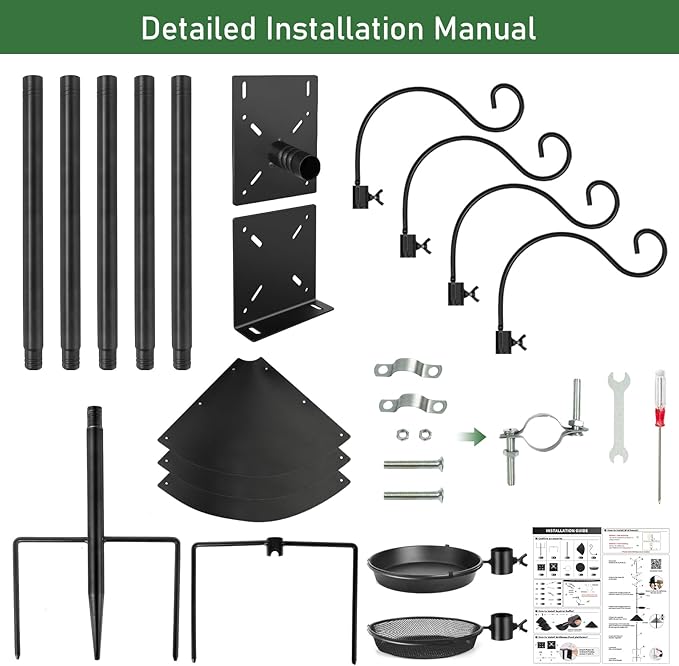 Bird Feeder Pole Squirrel Proof, 92 Inch Heavy Duty Feeding Station Tall Birds Feeders Stand House Pole with Baffle for Outdoors,1 Pack