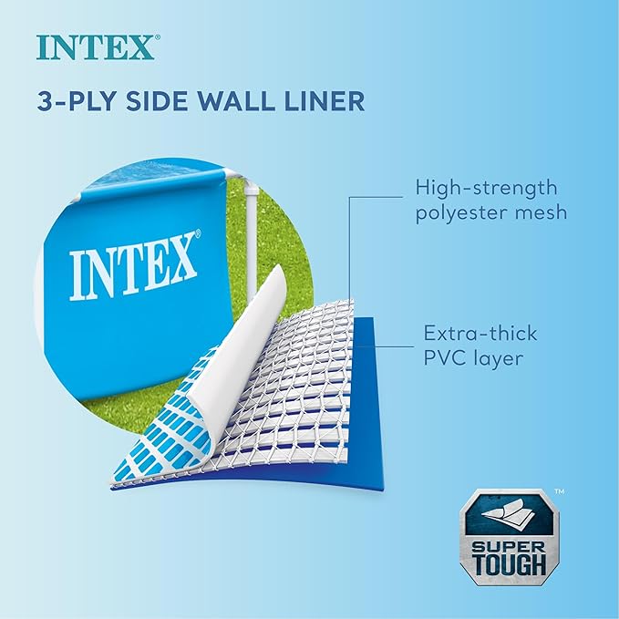 INTEX 28205EH Metal Frame Above Ground Swimming Pool: 8ft x 20in – Puncture-Resistant Material – Easy Assemble – Rust Resistant – 483 Gallon Capacity