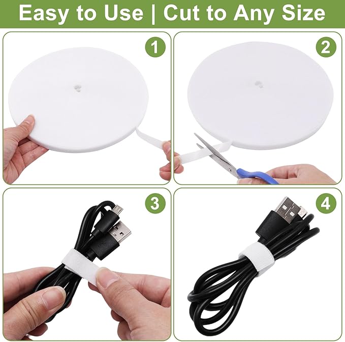 1 Roll 131 Feet/40M Plant Tape, Reusable Double-Sided Hook and Loop Tape, Width 12mm/0.47" Garden Tie for Climbing Plants Fastening Support, Cable Wire Management Strap (White)