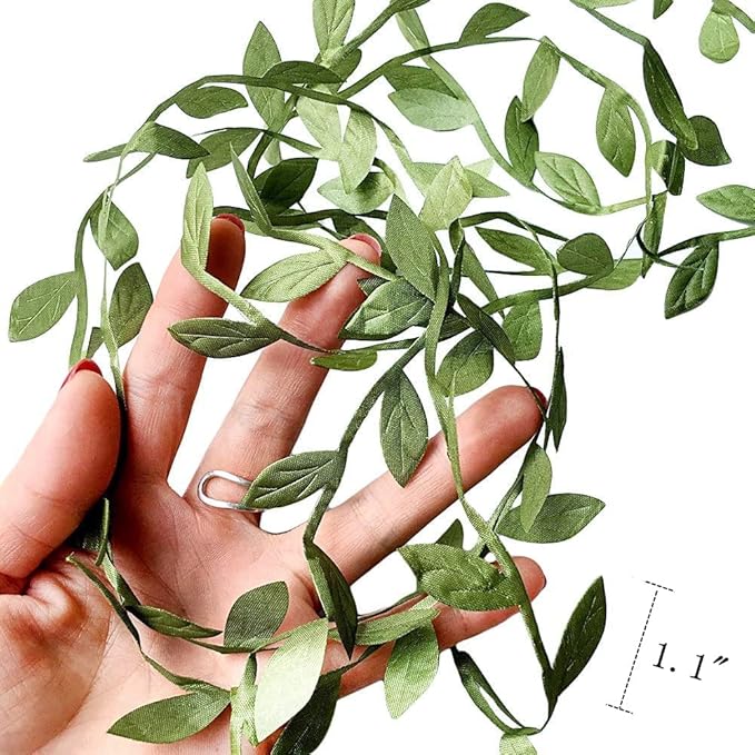 132 ft Large Leaf Trim Ribbon,Artificial Greenery Garland Vines for Baby Shower DIY Craft Wreaths Party Wedding Home Spring Decoration