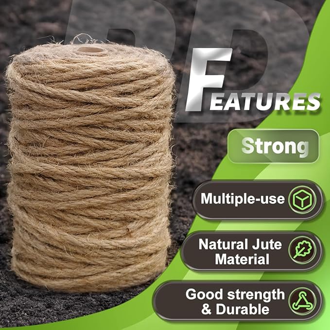 Jute Rope 4MM x 150FT Jute Rope for Crafts Projects Cat Scratcher Scratching Post Tree Gift Wrapping Home Decoration Packing Material Christmas Twine Bulk Heavy-Duty (Brown 4mm* 150ft)