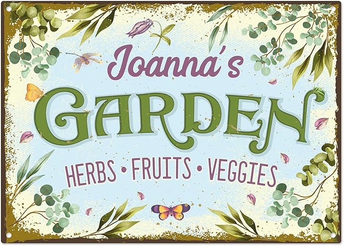 Custom Garden Sign, Present, Personalized Name for Vegetable Patch and Backyard Décor Sign, 10x14 Inches, Rust Free .040 Aluminum, Fade Resistant, Made in USA by Sigo Signs