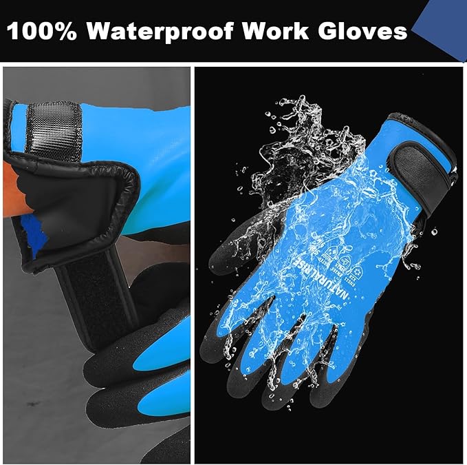 NATURALRISE 100% Waterproof Gloves for Men & Women,Winter Work Gloves with Grip for Cold Weather