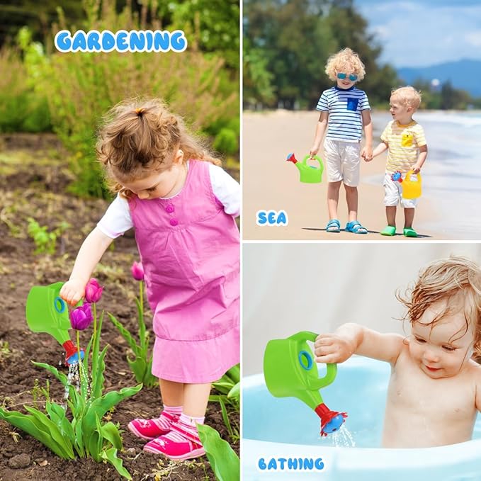 STOBOK 2Pcs Kids Watering Can Toys – Small Plastic Watering Kettles for Toddlers, Beach & Bath Toys, Garden Tools for Indoor & Outdoor Playing (Random Color)