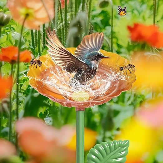 4Pcs Bee Watering Station, 4.13" Butterfly Bee Bath Bowl, Metal Colorful Flower Shaped Pollinator Watering Station Bee Waterer Bird Feeder for Outdoor Garden Decor (Red,Green,Blue,Yellow)