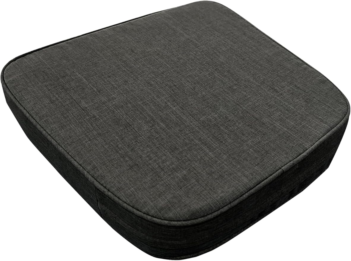 17"x 16"x 3" Patio Chair Cushions Set of 2, Waterproof Outdoor Chair Cushions, Patio Seat Cushion with Adjustable Ties, Grey