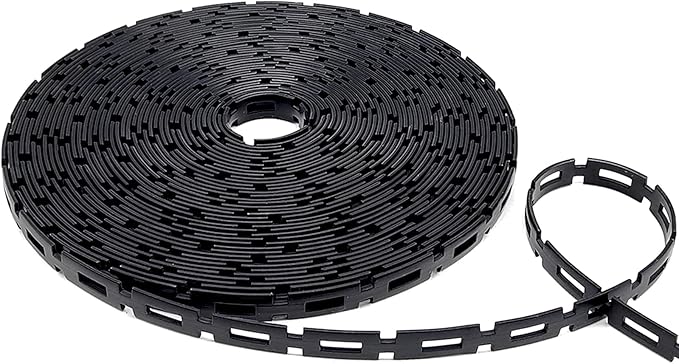 50 FT Chain Lock Tree Tie, 1/2 Inch Wide Adjustable Tree Support Straps for Staking, Outdoor Plant Garden Ties, Flexible & Reusable Plastic Ties for Cable, Leaning Tree Garden Accessories