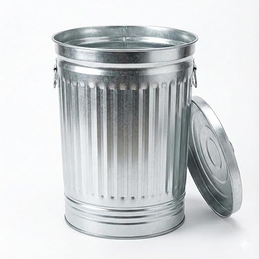 31 Gallon Metal Trash Can with Locking Lid, Galvanized Steel Outdoor Garbage Can for Dog Poop, Litter, Pet Food Storage, Rust & Weather Resistant, Heavy Duty Wire Bail Handle