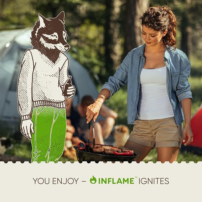 Inflame Fire Starters 70 pcs Fire Starters for Campfires, Grill, BBQ, Fireplace, Woodstove - Charcoal Starter - Waterproof, Weather-Resistant - Natural Wood Fireplace Starters