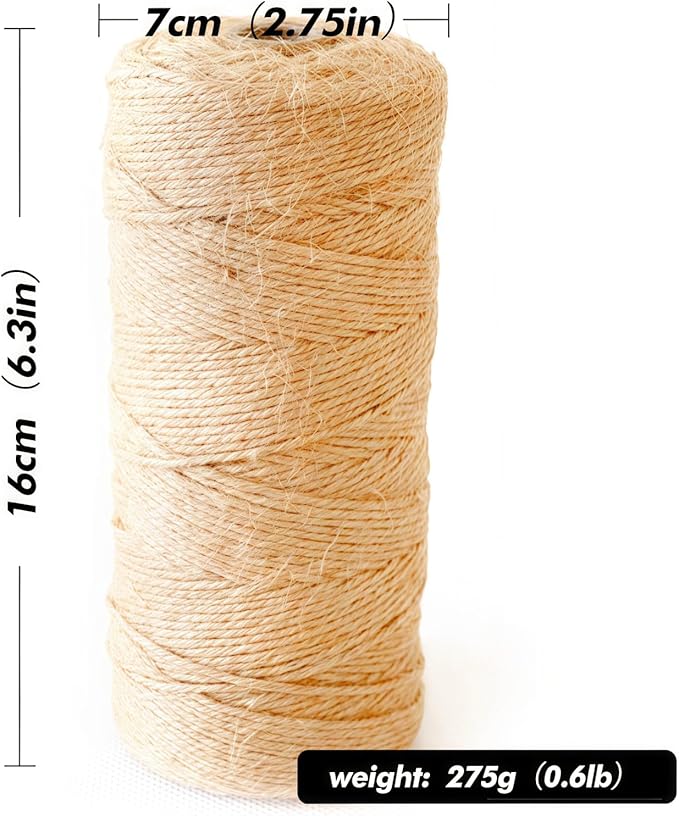 2MM Natural Jute Twine String — 600Ft Brown Durable Jute Rope, Used for Hand Crochet, Climbing Plant, Gardening Flowers, Home Decorations, Art Crafts Gift Packaging, Weddings, Christmas