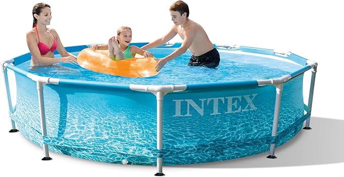 INTEX 28207EH Beachside Metal Frame Above Ground Swimming Pool Set: 10ft x 30in – Includes 330 GPH Cartridge Filter Pump – Puncture-Resistant Material – Rust Resistant – 1185 Gallon Capacity