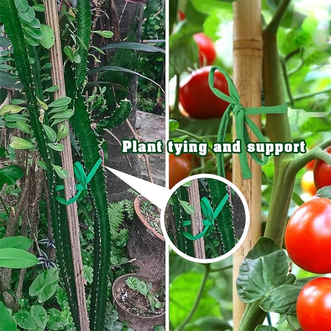 Garden Twine Plant Ties Garden String Stretchy Plant Support Tie 2 Rolls 98FT Green Gardening Tape for Indoor Outdoor Climbing Plants