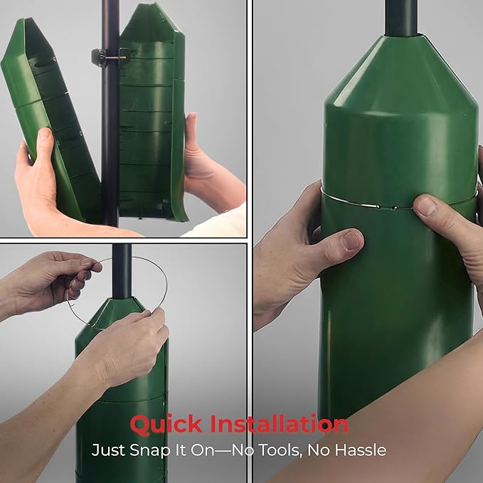 iPrimio 18" Squirrel Baffle - Easy Install Pole Wrap Around Baffle: Protect Hanging Bird Feeders, Squirrel Baffles for Feeders, No Tool Install, Durable Weather Resistant, for Bird Feeder Poles