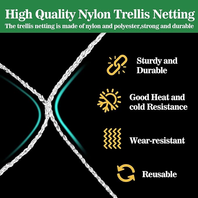 Sukh Garden Plant Trellis Netting -Trellis Net Polyester Trellis Netting Garden Square Mesh for Climbing Plants Fruits Vegetables VinesGrow Tents (6)