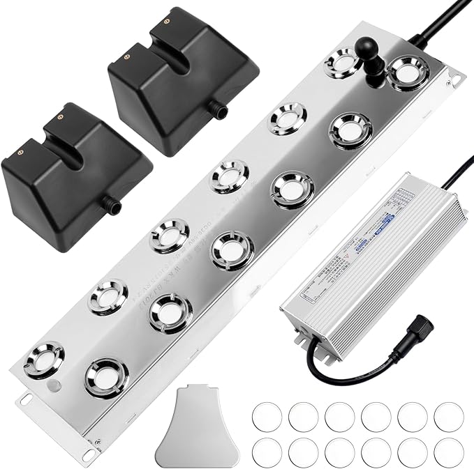 Upgrade 12-Head Ultrasonic Mist Maker Fogger 400W, 9000ml/h Humidifier with Float & Water Shortage Protection, 110V Stainless Steel Waterproof Mister for Garden, Pond, Fountain, Christmas Use