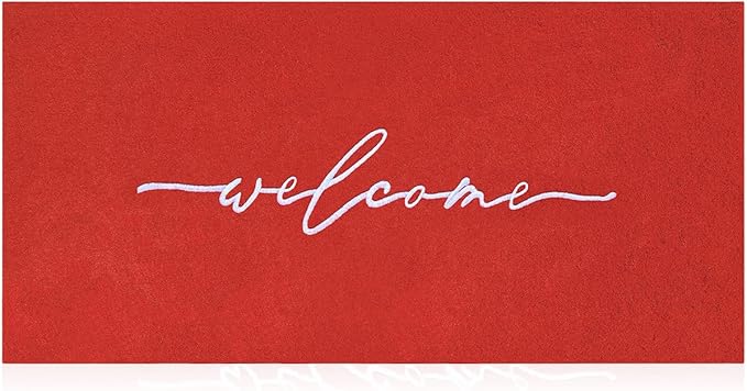 AAZZKANG Red Door Mat Large 18"x48" with Non Slip Rubber Backing Outside Inside Welcome Mats for Front Door Easy to Clean Mats for Patio,High Traffic Areas