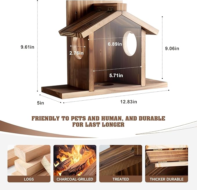 Gnodary Squirrel Feeders, Squirrel Feeders for Outside, Squirrel House for Outdoor - Chipmunk Feeder, Squirrel Food for Backyard Squirrels Hold Corn, Corn Cob, Peanuts (Brown)