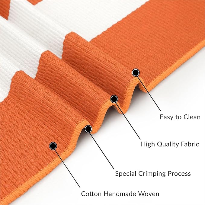 IOHOUZE Fall Door mat 4x6 Ft Orange White Striped Area Rug Washable Front Porch Rug Striped Door Mat Outside Entrance Entryway Doormat for Fall, Halloween, Thanksgiving Porch Decor
