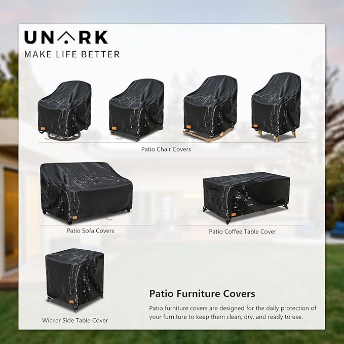 Outdoor Swivel Chair Covers Waterproof 2 Pack,Outdoor Chair Covers Patio Furniture Cover for Deck Patio Swivel Chair Heavy Duty,35 W x 37 D x 36 H inches Black