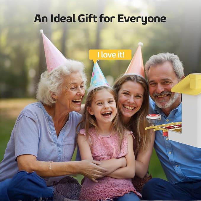 Bird Feeder with Camera 2K HD AI Smart Identify BirdSpecies Solar Panel Outdoors Birdhouse with Cam, Instant Arrival Alerts, Capture BirdVideo, Gifts for Mom Dad (Yellow)