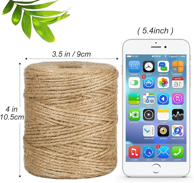 Tenn Well 656 Feet 3mm Jute Garden Twine, Heavy Duty Natural Twine String for Gardening, Plant Supporting, Bundling, Crafting, Wrapping