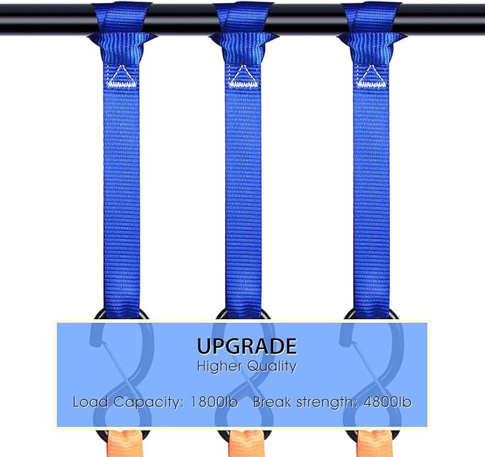 Soft Loop Tie Down Straps (8 Pack) 1800Lbs Load Capacity, 4800Lbs Breaking Strength Heavy Duty Tie Down Loops for Securing ATV UTV Motorcycles Scooters Dirt Bikes Lawn Garden Equipment