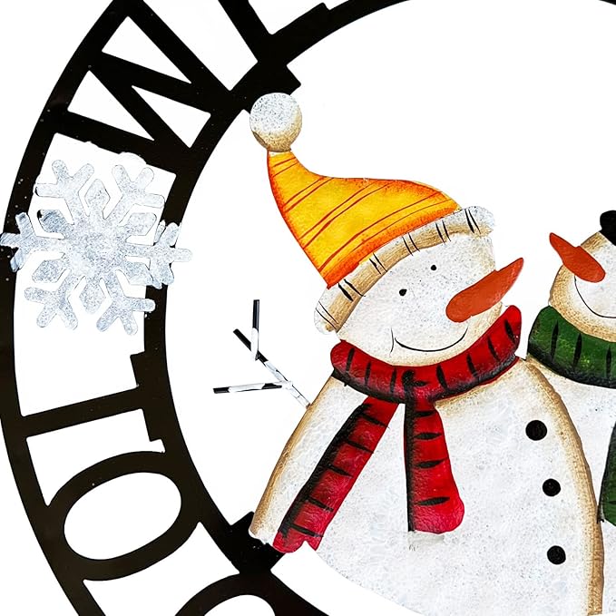 Welcome to Our Home Rustic Metal Snowmen Hanging Welcome Signs Wall Decor Front Door Wreaths Garden Fence Patio Porch Yard Winter Christmas Holiday Indoor Outdoor Decorations 13''H