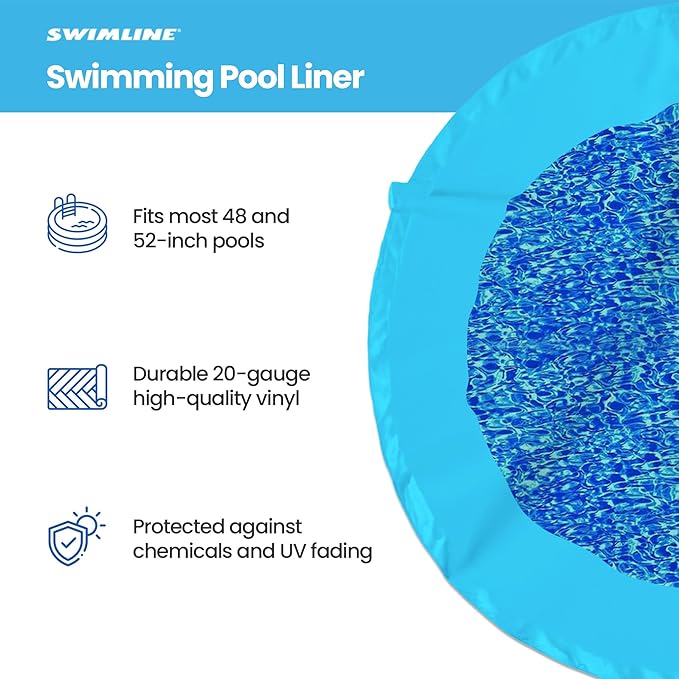 Swimline 15 Foot Durable Stylish Easy Installation Long Lasting Wall Overlap Liner for Round Above Ground Swimming Pool, Swirl Blue