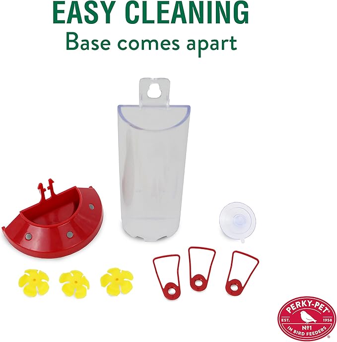 Perky-Pet 217 Window Mount Plastic Hummingbird Feeder with Perches - 8 oz Outdoor Garden Décor Hummingbird Feeder (Pack of 2)
