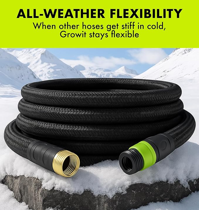 Flexible Garden Hose 50ft – Lightweight, Kink-Free Heavy Duty Water Hose – Abrasion Resistant All-Weather Garden Hose for Yard, Car, Outdoor Use