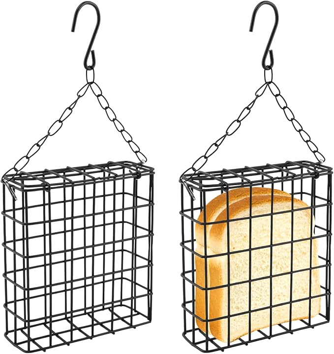 2PCS Outdoor Suet Cage Bird Feeder, Wild Bird Feeder with Single Suet Cake Capacity for Hanging Outside