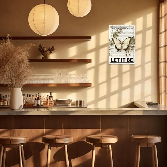 Vintage Butterfly Tin Sign Whisper Words Of Wisdom Let It Be Metal Sign Aluminum Sign Wall Decor for Cafe Home Office Bar Yard Garden Outdoor 12×8 Inch
